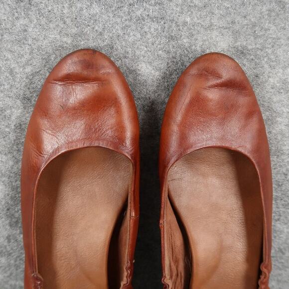 Korks Shoes Womens 8.5 Ballet Flats Scrunch Back Leather Slip On Brown Loafer - Picture 7 of 13